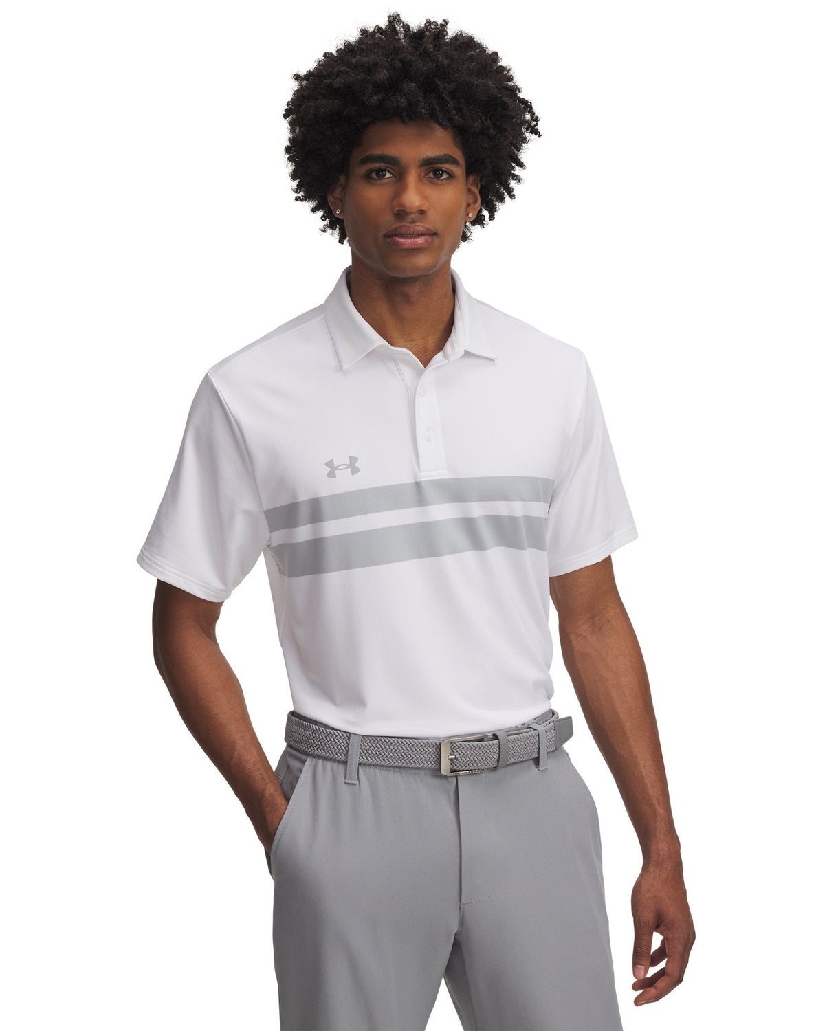 UA Drive Team Dual Stripe Men's Polo - White