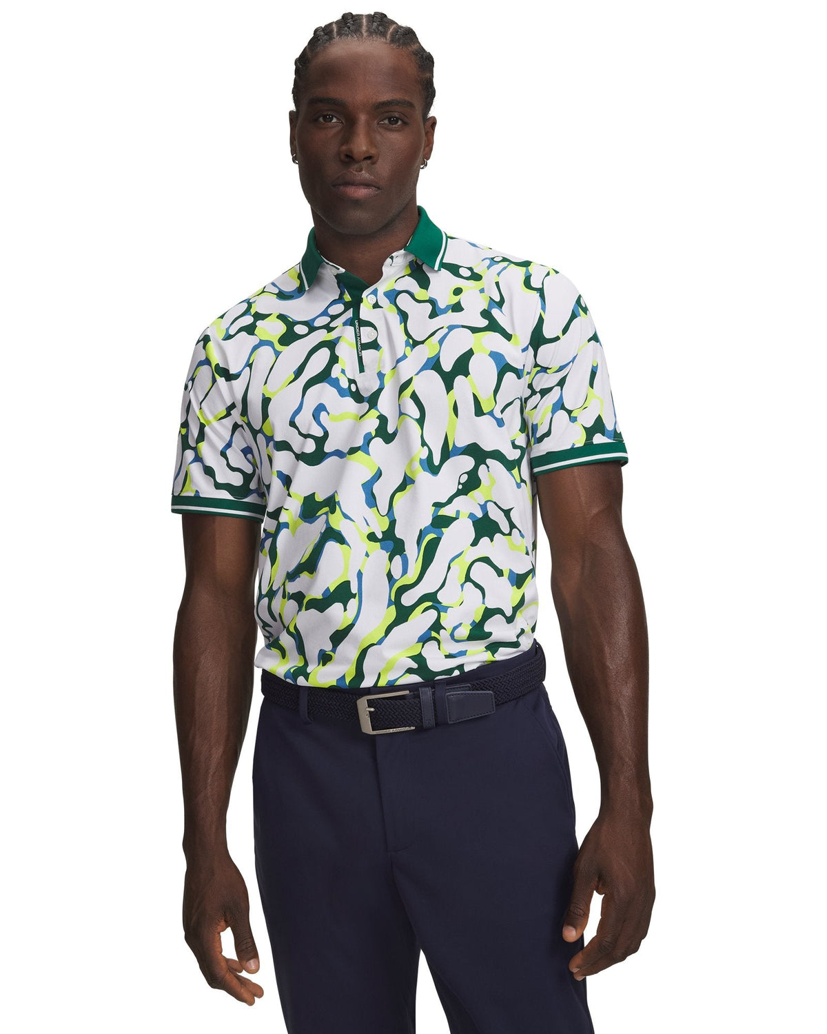 UA ArmourDry Print Rib Men's Polo - White