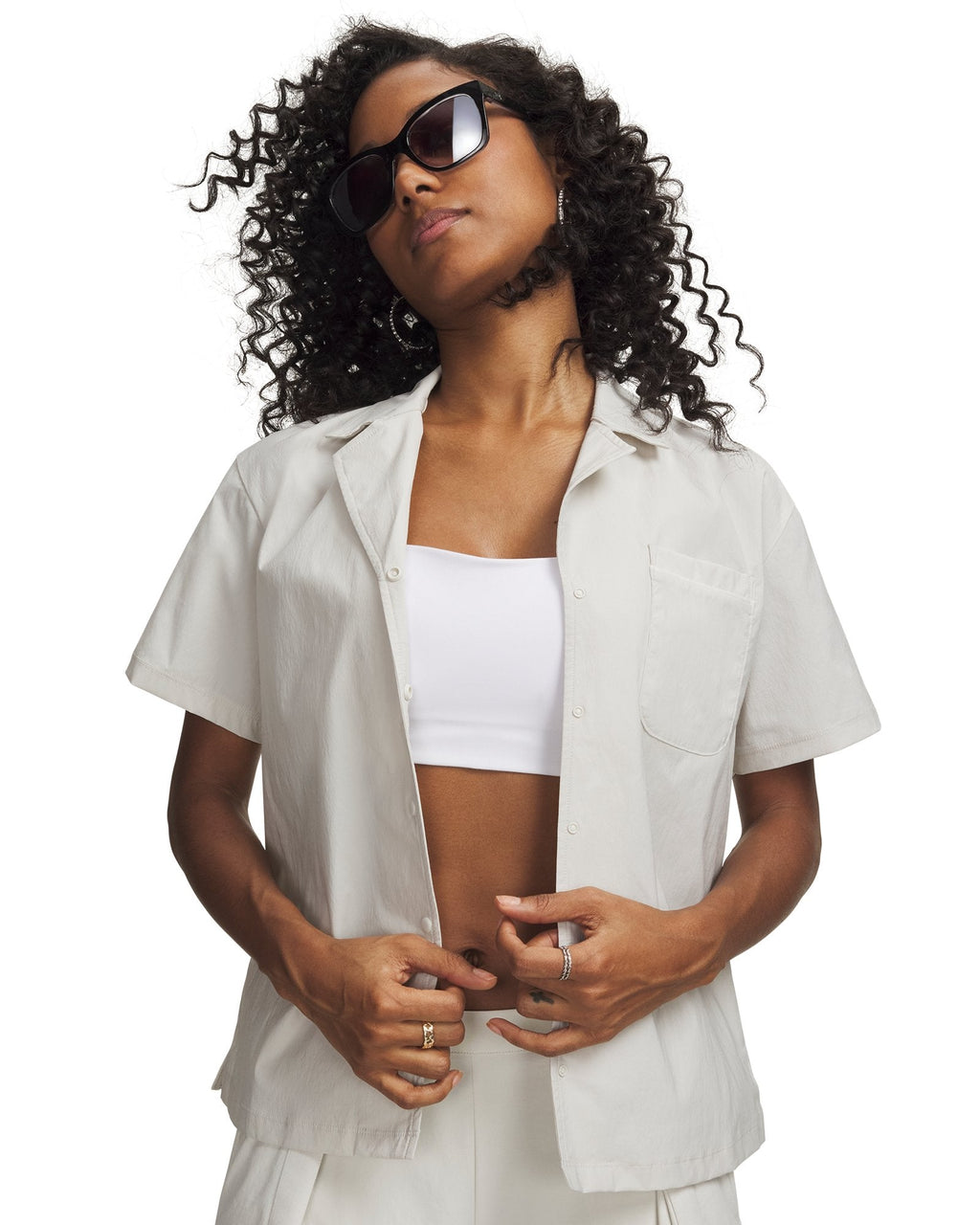 UA Unstoppable Women's Button Up Short Sleeve - White