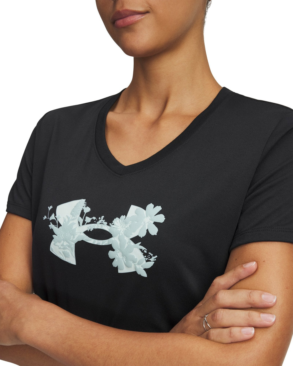 UA Tech™ Graphic Women's V-Neck Short Sleeve - Black