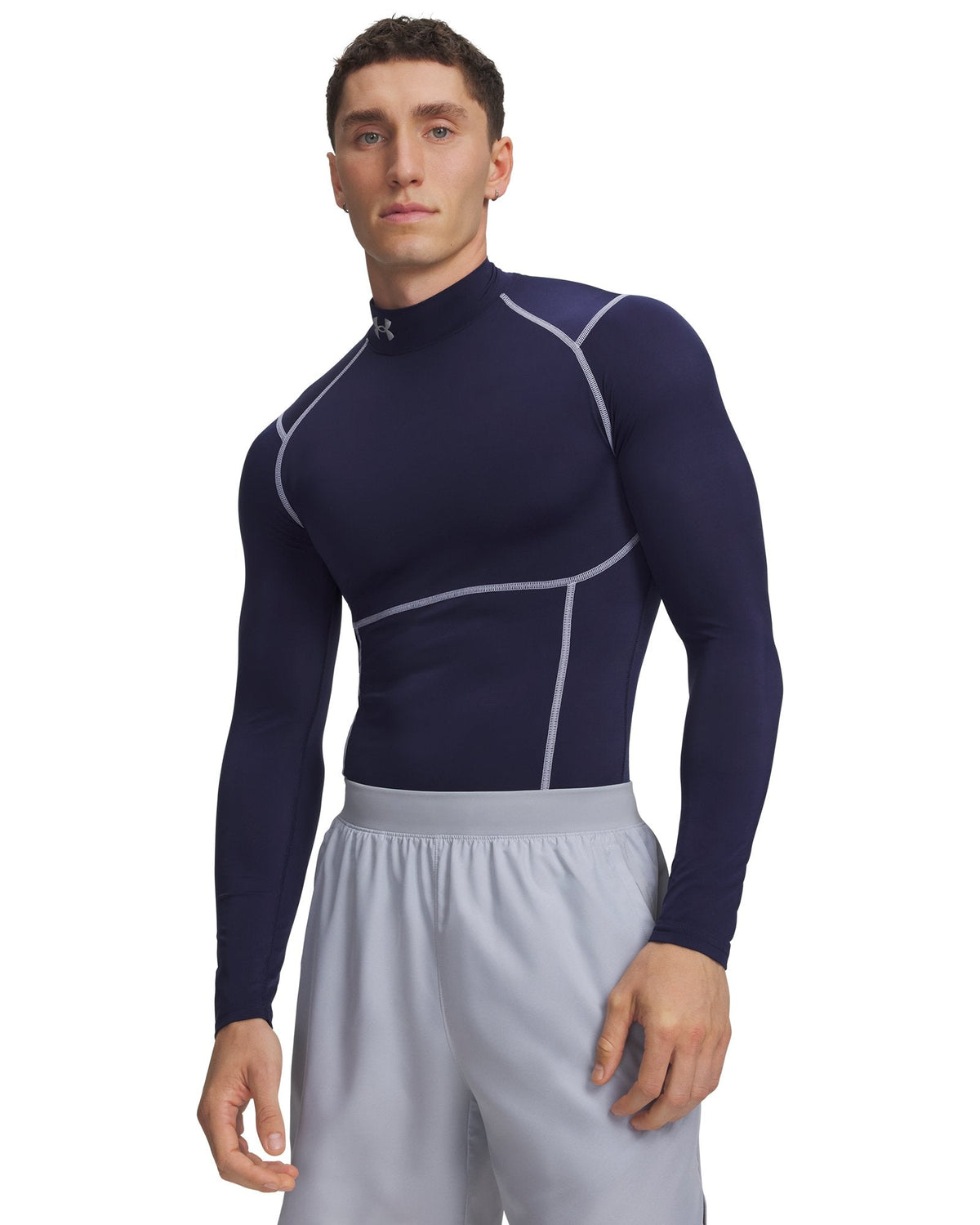 HeatGear® Elite Men's Compression Mock Long Sleeve - Blue
