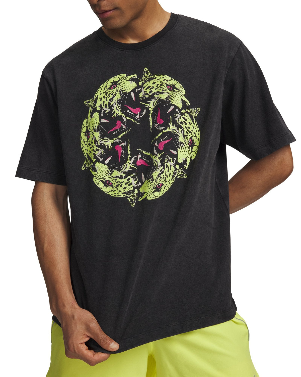 UA HB Run Heavyweight Wash Rvltn Men's Short Sleeve - Black