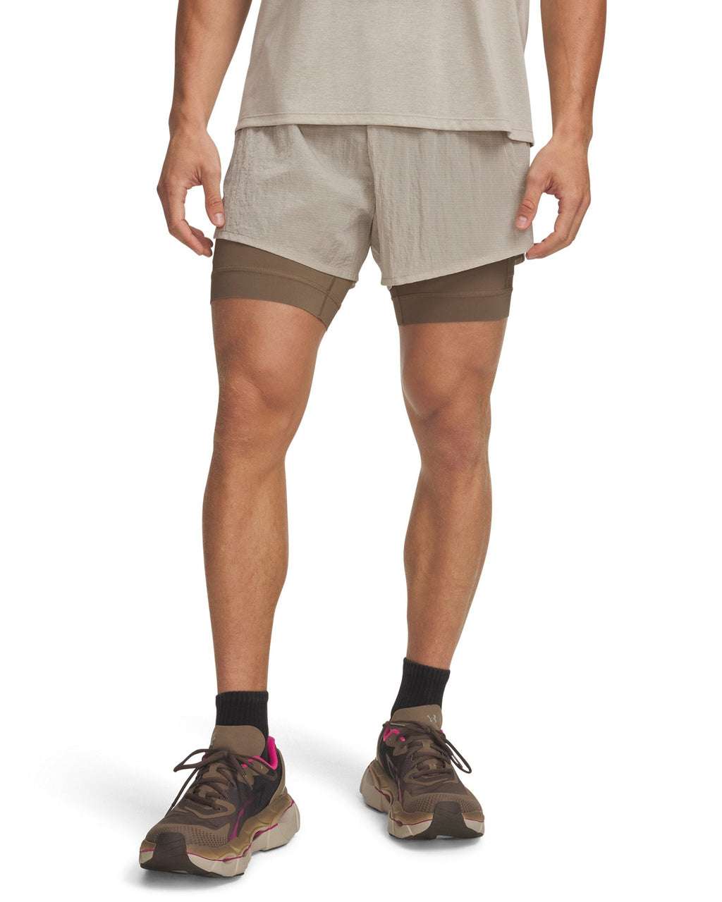 UA HB Run Men's 2-in-1 Shorts - Brown