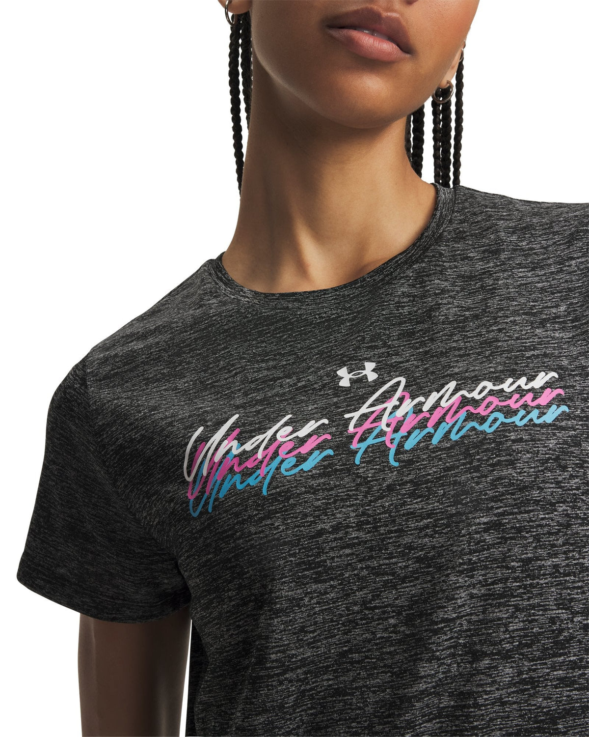 UA Tech™ Twist Script Graphic Women's Short Sleeve - Black