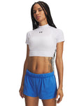 HeatGear® Emboss Women's Crop Mock Short Sleeve - White