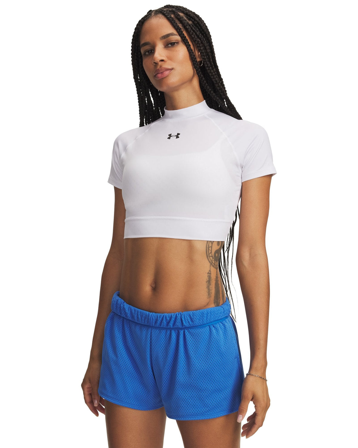 HeatGear® Emboss Women's Crop Mock Short Sleeve - White