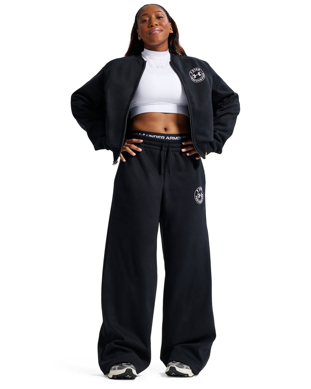 UA x P-Star Performance Fleece Unisex Bomber Jacket - Black