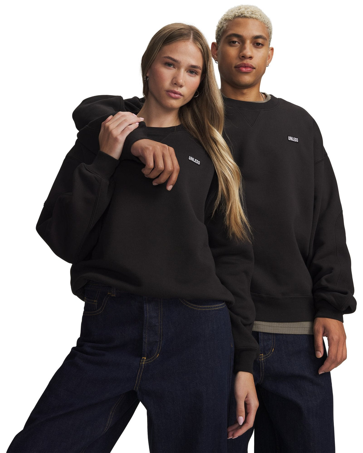 UNLESS Lux Terry Unisex Crew Sweatshirt - Black