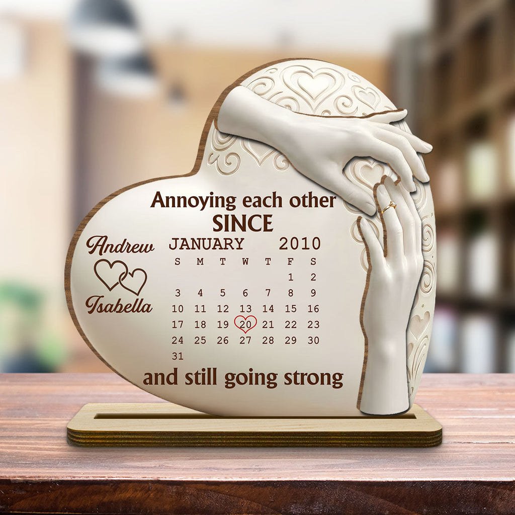 Custom Couple's Decor, Anniversary & Wedding Gift • A Love To Remember - Personalized 2-Layer Wood Plaque With Flat Base