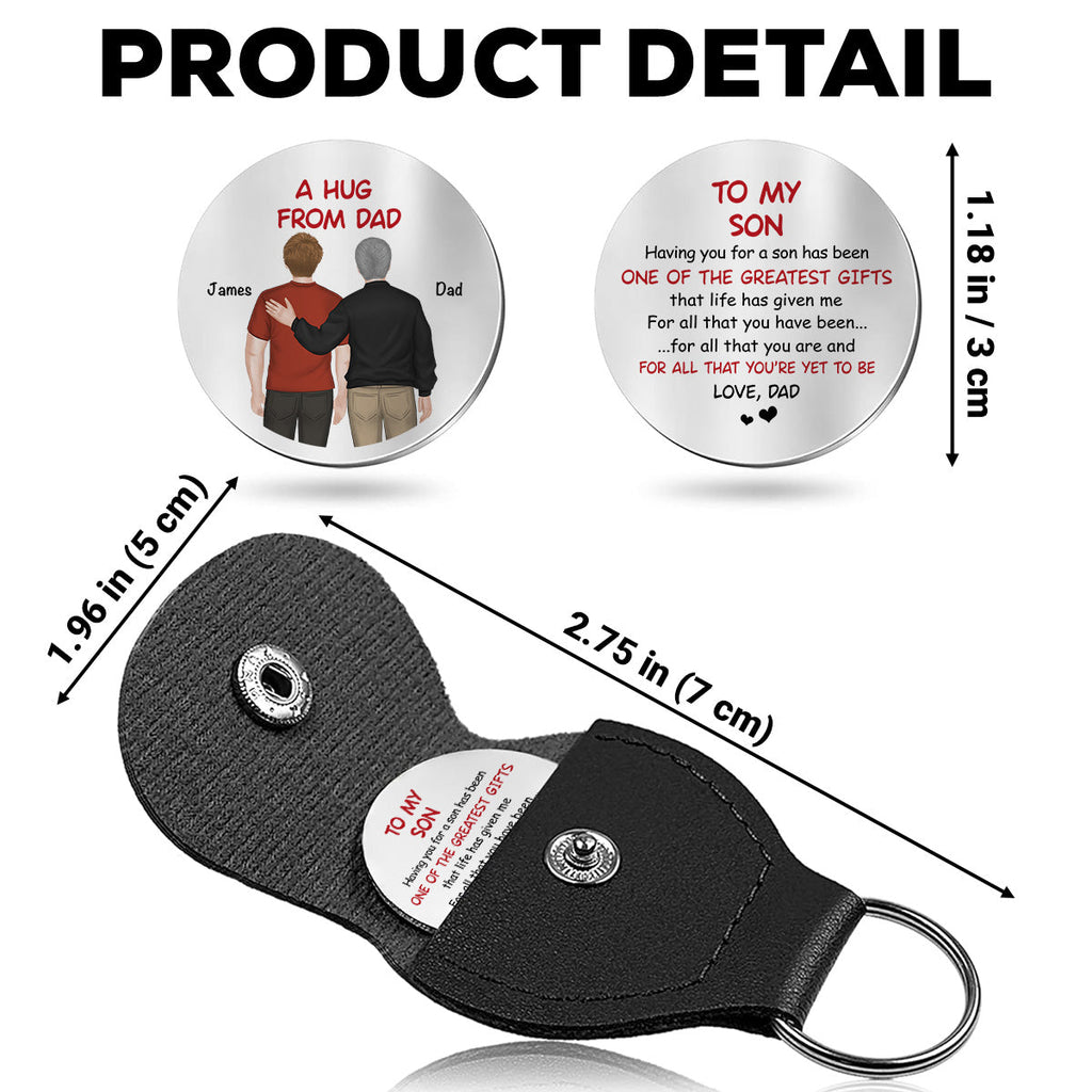 Custom Coin Keychain for Son, Father's Day Birthday Gifts • The Greatest Gifts From Dad - Personalized Pocket Hug