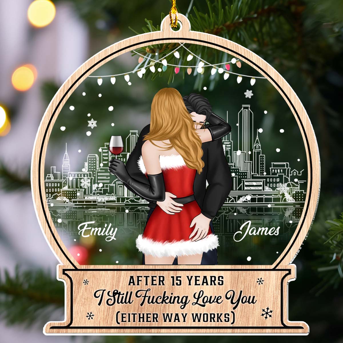 Custom Couple Christmas Ornament, Anniversary Gift •  Thanks For All - Personalized Acrylic Ornament
