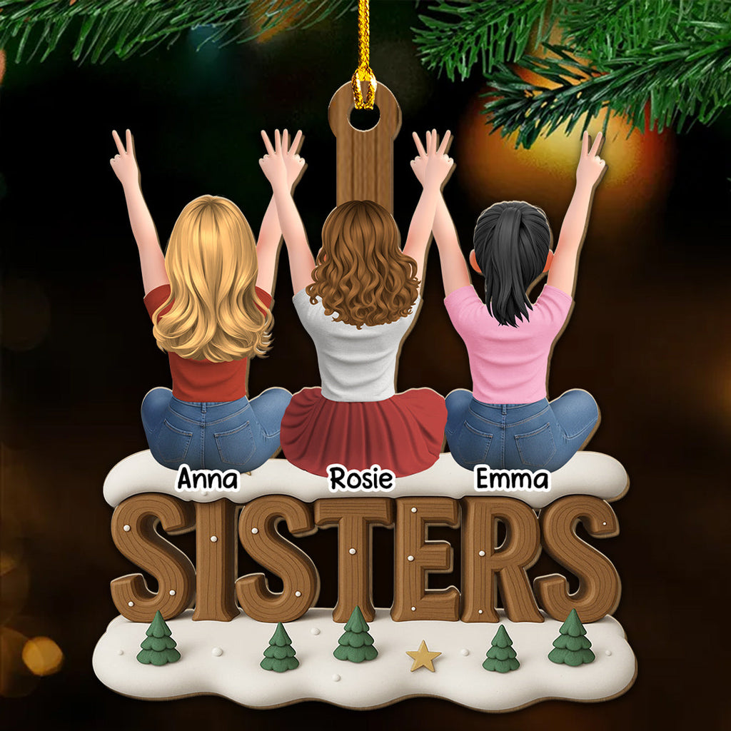 Custom Friendship Christmas Ornament, Best Friend Gift •  Besties Since Forever - Personalized 3D Effect Wood Ornament