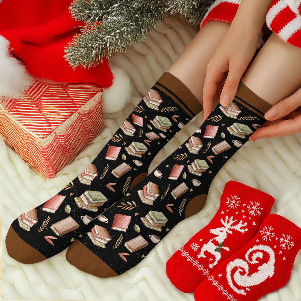 Custom Christmas Birthday Gift For Book Lovers, Bookworms, Readers • Arguing With Fictional Characters - Personalized Crew Socks