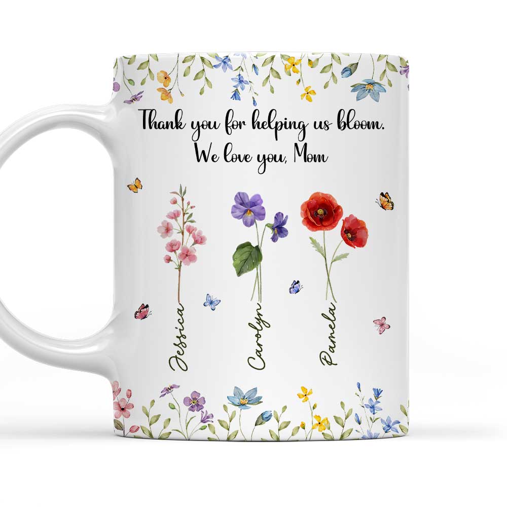 Custom Christmas & Birthday Keepsake Gift • Thank For Helping Us Bloom - Personalized Coffee Mug