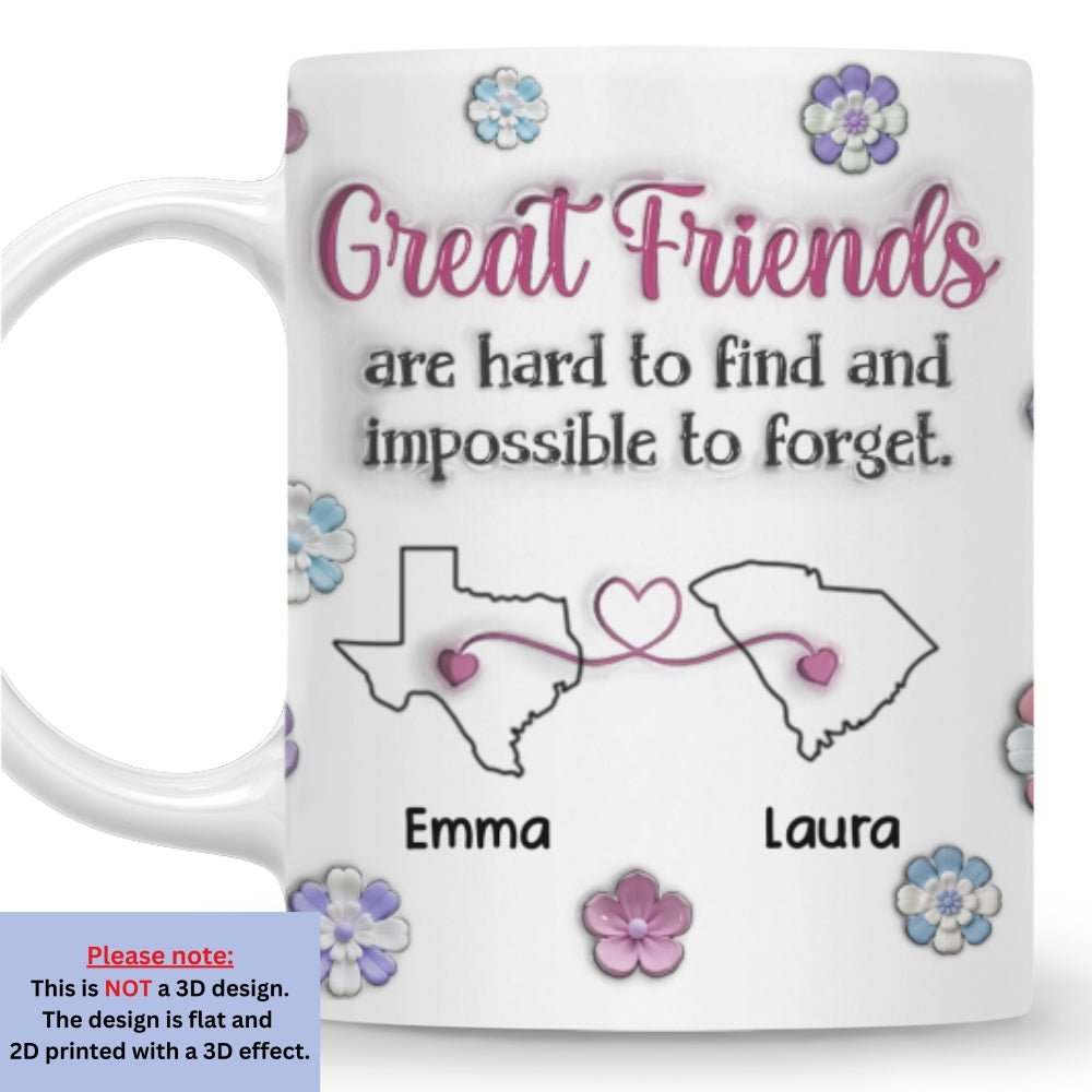 Custom Best Friend, Christmas & Birthday Friendship Keepsake Gift • Great Friend - Personalized 3D Inflated Effect Mug