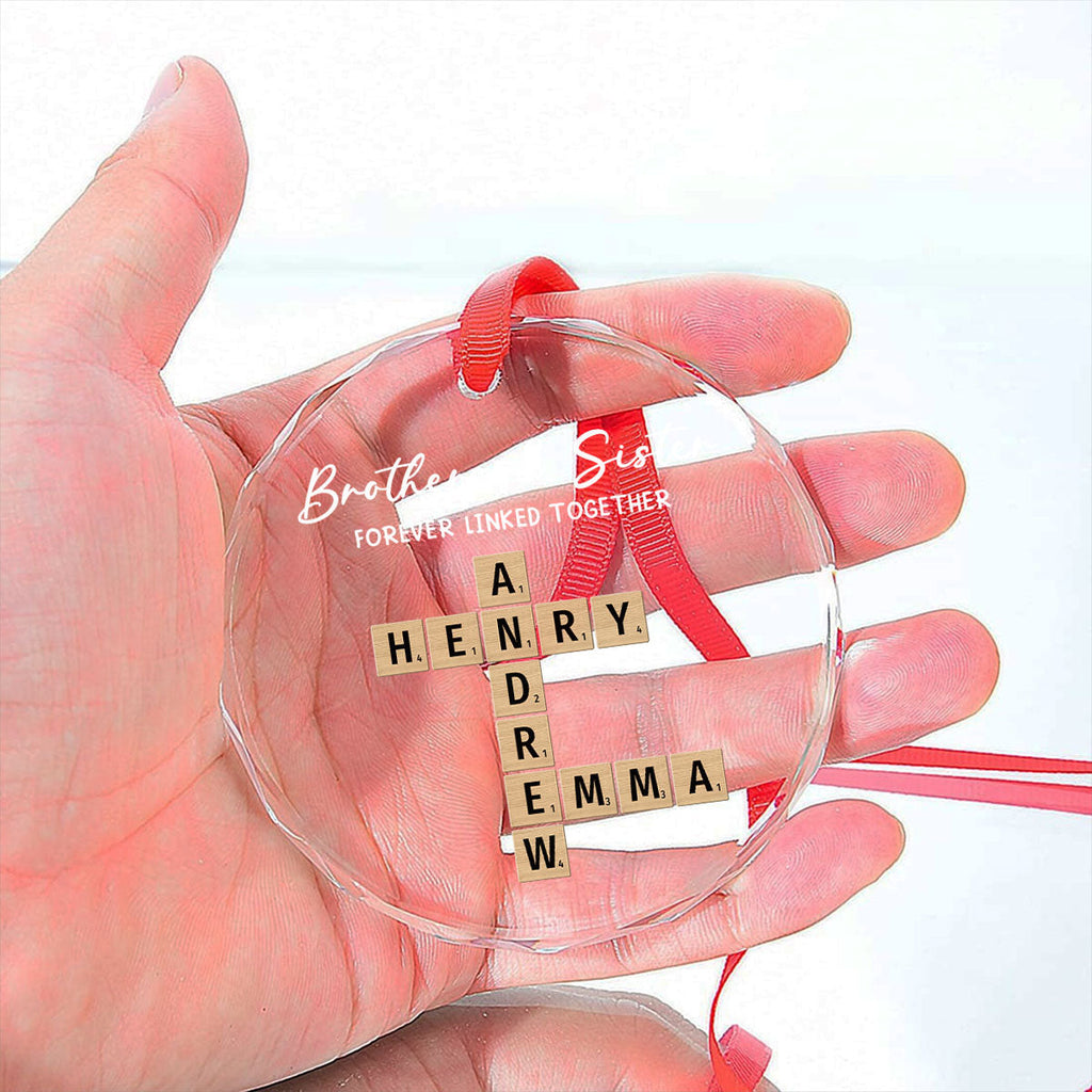 Custom Brothers & Sisters Christmas Ornament •  Family Roots Keep Us Together - Personalized Glass Ornament