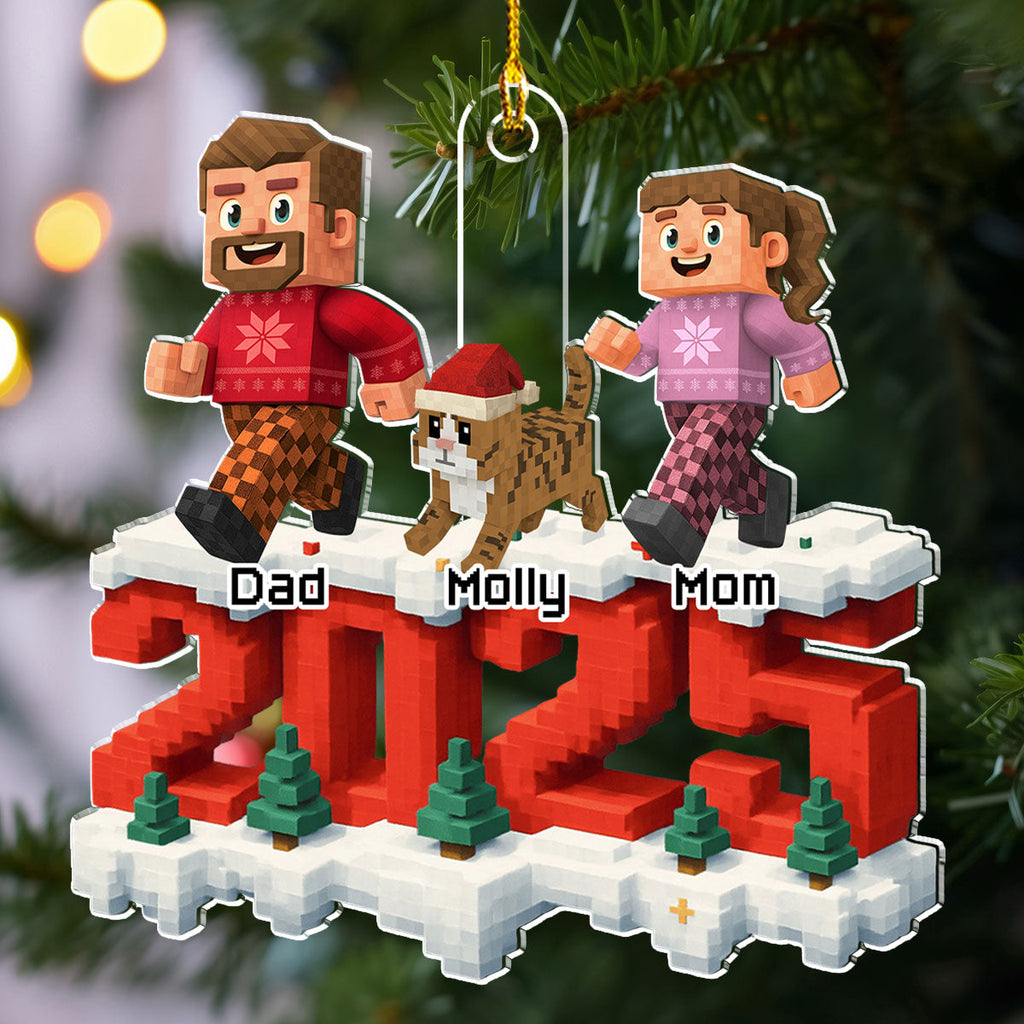Custom Family Ornament, Christmas Gift for Family Members •  All Of Us And Cats - Personalized 3D Effect Acrylic Ornament