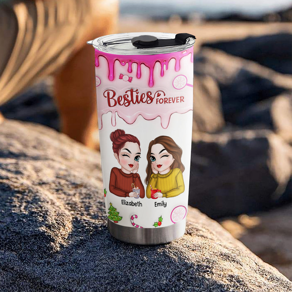 Custom Christmas Birthday Gifts For Best Friend • Sisters Forever - Personalized 3D Inflated Effect Tumbler