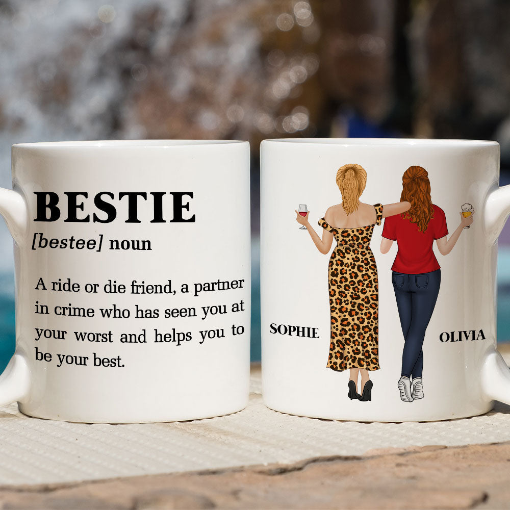 Custom Best Friend, Christmas & Birthday Friendship Keepsake Gift • Ride Or Die Friend - Personalized Coffee Mug