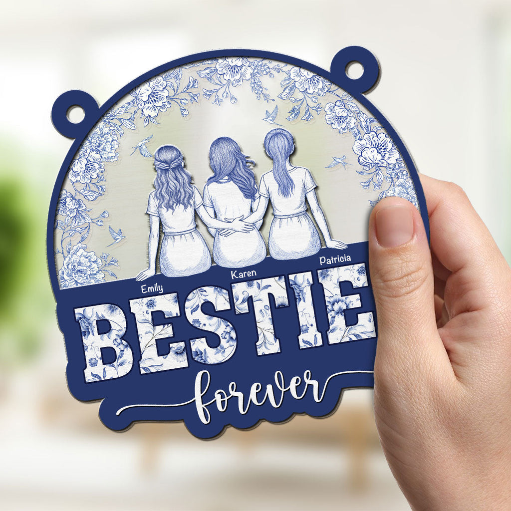 Custom Best Friend Hanging Decor, Friendship Birthday Gifts • Forever Soul Bestie - Personalized Suncatcher