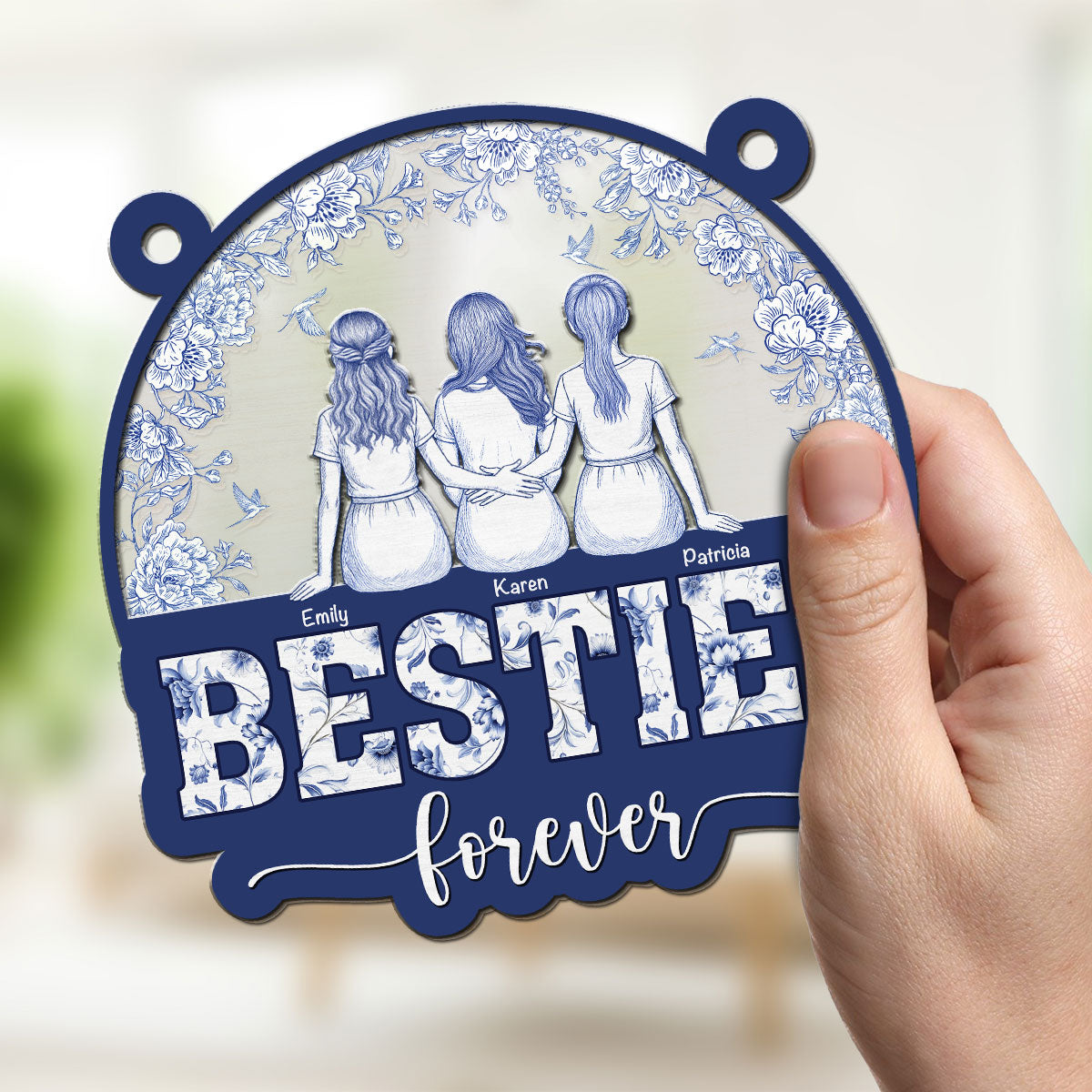 Custom Best Friend Hanging Decor, Friendship Birthday Gifts • Forever Soul Bestie - Personalized Suncatcher
