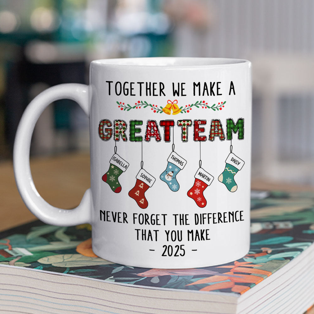 Custom Coworker, Christmas & Birthday Team Appreciation Gift • Teamwork Makes The Dream Work - Personalized Coffee Mug