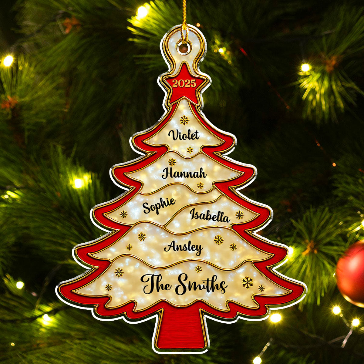 Custom Family Ornament, Christmas Gift for Family Members •  Christmas Tree - Personalized Acrylic Ornament