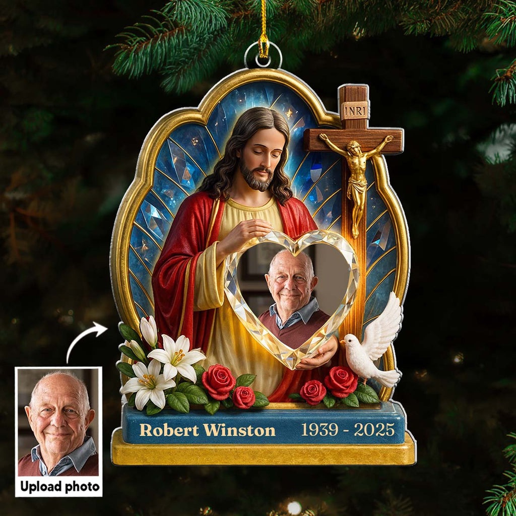 Custom Photo Memorial Christmas Ornament, Sympathy Keepsake • Guardian Of My Heart - Personalized Acrylic Ornament