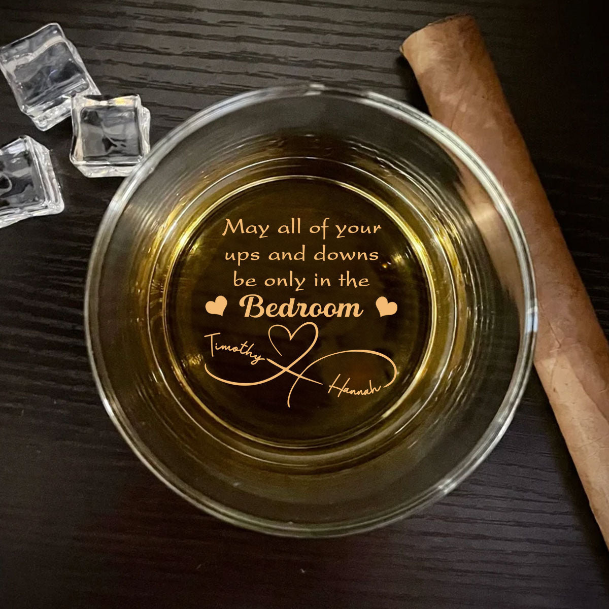 May Your Ups And Downs - Personalized Engraved Whiskey Glass