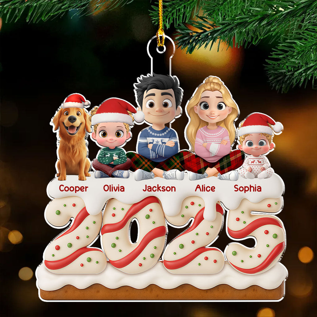 Custom Family Ornament, Christmas Gift for Family Members •  Family Christmas Tree Cake Version 2 - Personalized Acrylic Ornament