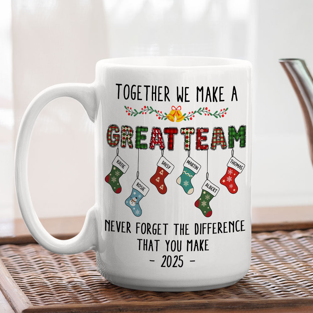 Custom Coworker, Christmas & Birthday Team Appreciation Gift • Teamwork Makes The Dream Work - Personalized Coffee Mug
