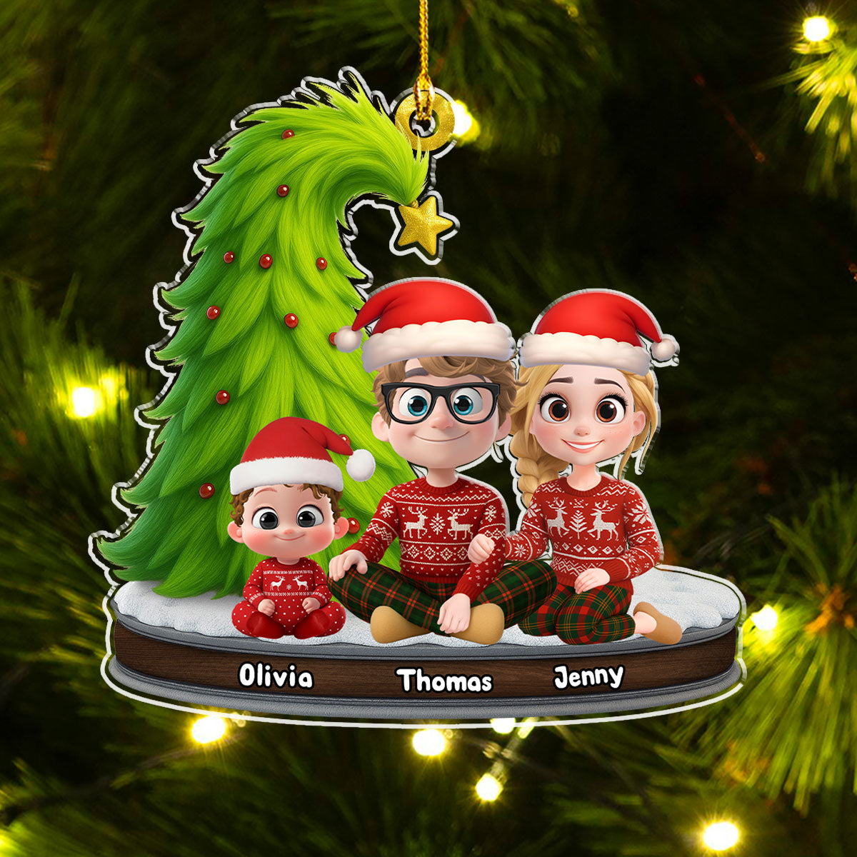 Custom Family Ornament, Christmas Gift for Family Members •  Festive Family - Personalized Acrylic Ornament
