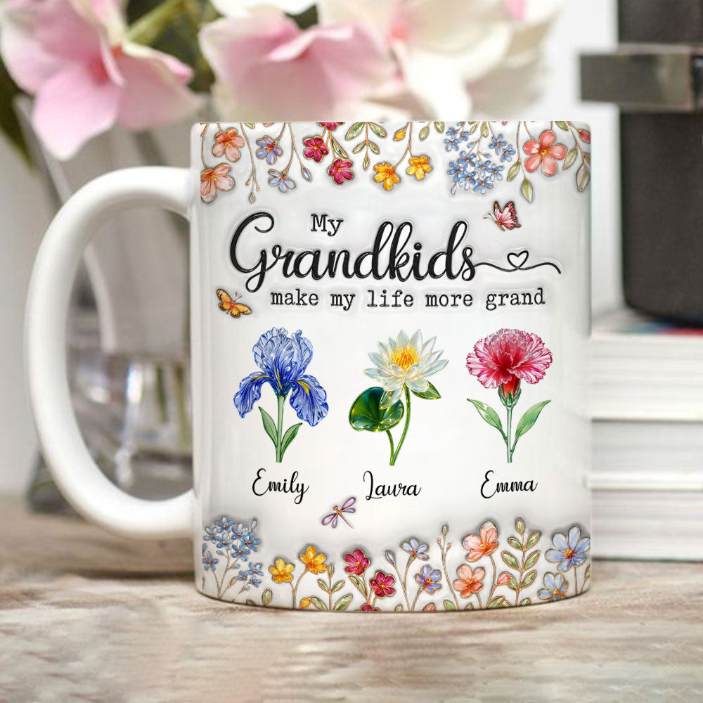 Custom Christmas & Birthday Gift For Grandma • Make Life More Grand With Lovely Kids - Personalized 3D Inflated Effect Mug