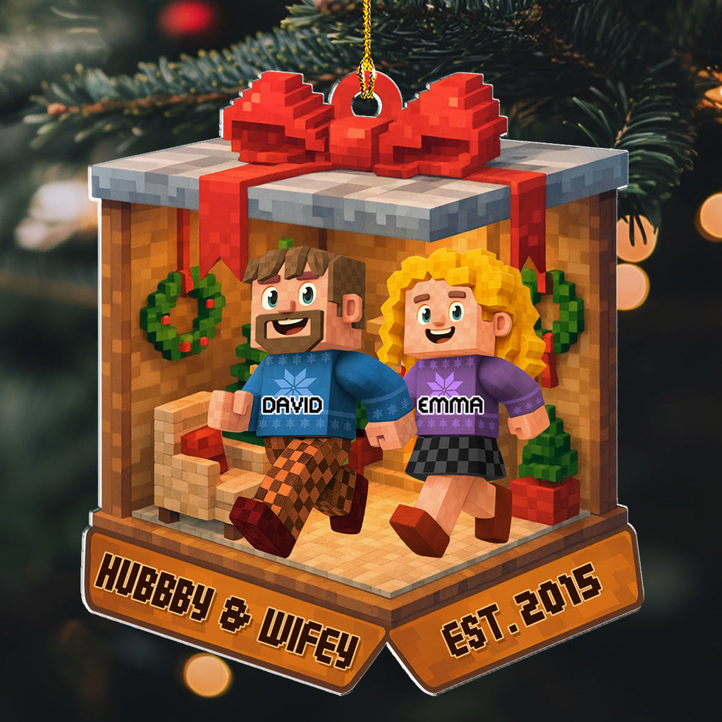 Custom Couple Christmas Ornament, Anniversary Gift •  In The Box - Personalized 3D Effect Acrylic Ornament