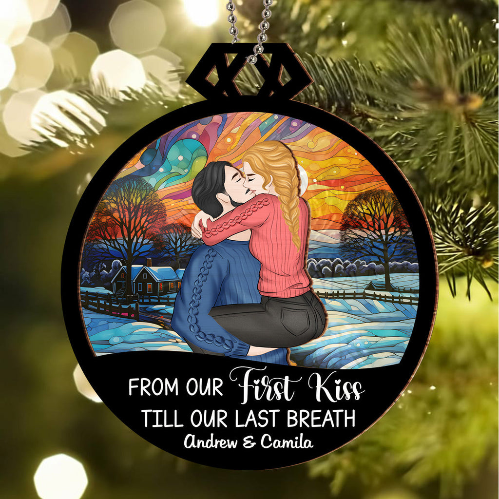 Custom Couple Christmas Ornament, Anniversary Gift •  Together Since - Personalized Suncatcher Ornament