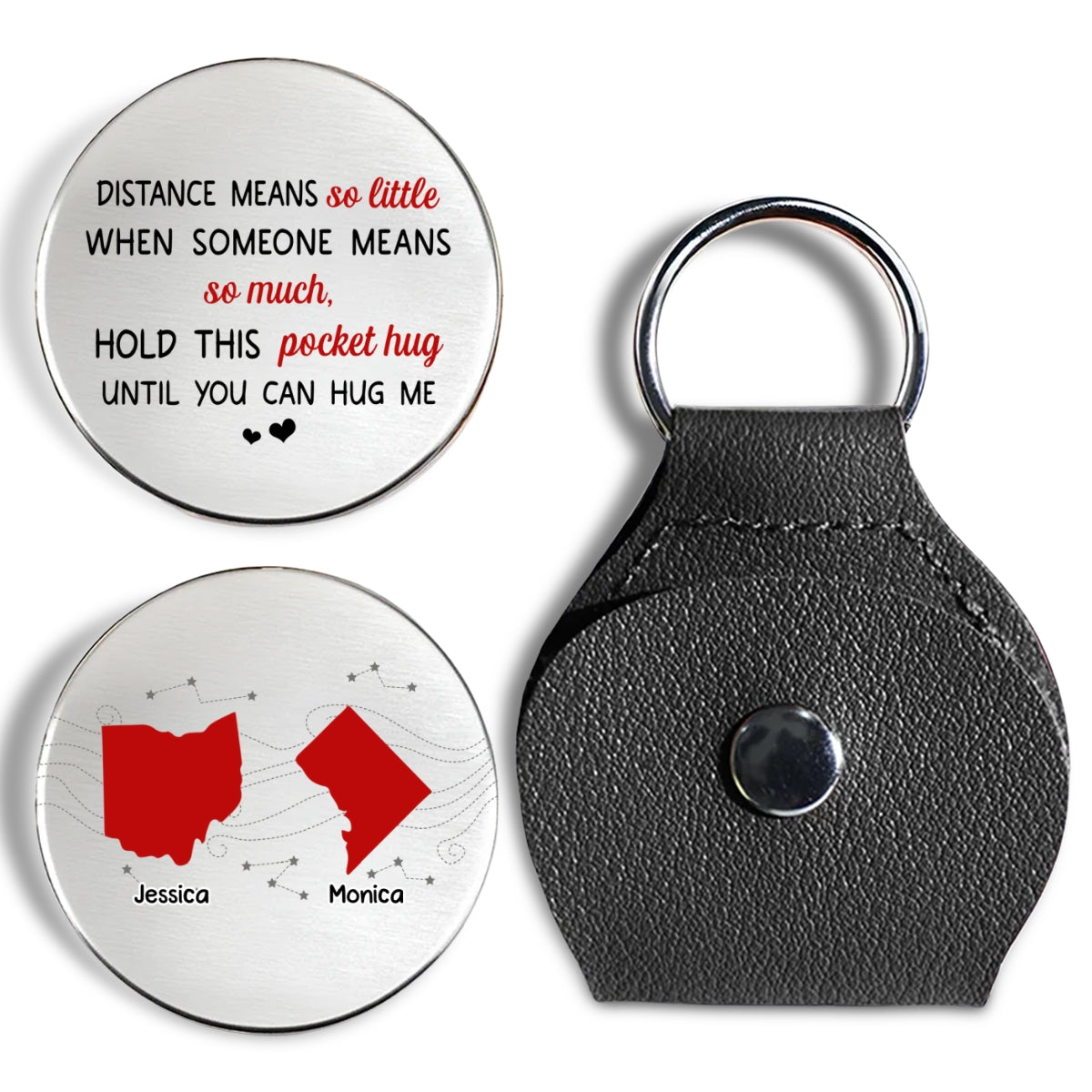 Custom Coin Keychain, Mother's Father's Day Birthday Gift Keepsake • A Hug For You - Personalized Pocket Hug