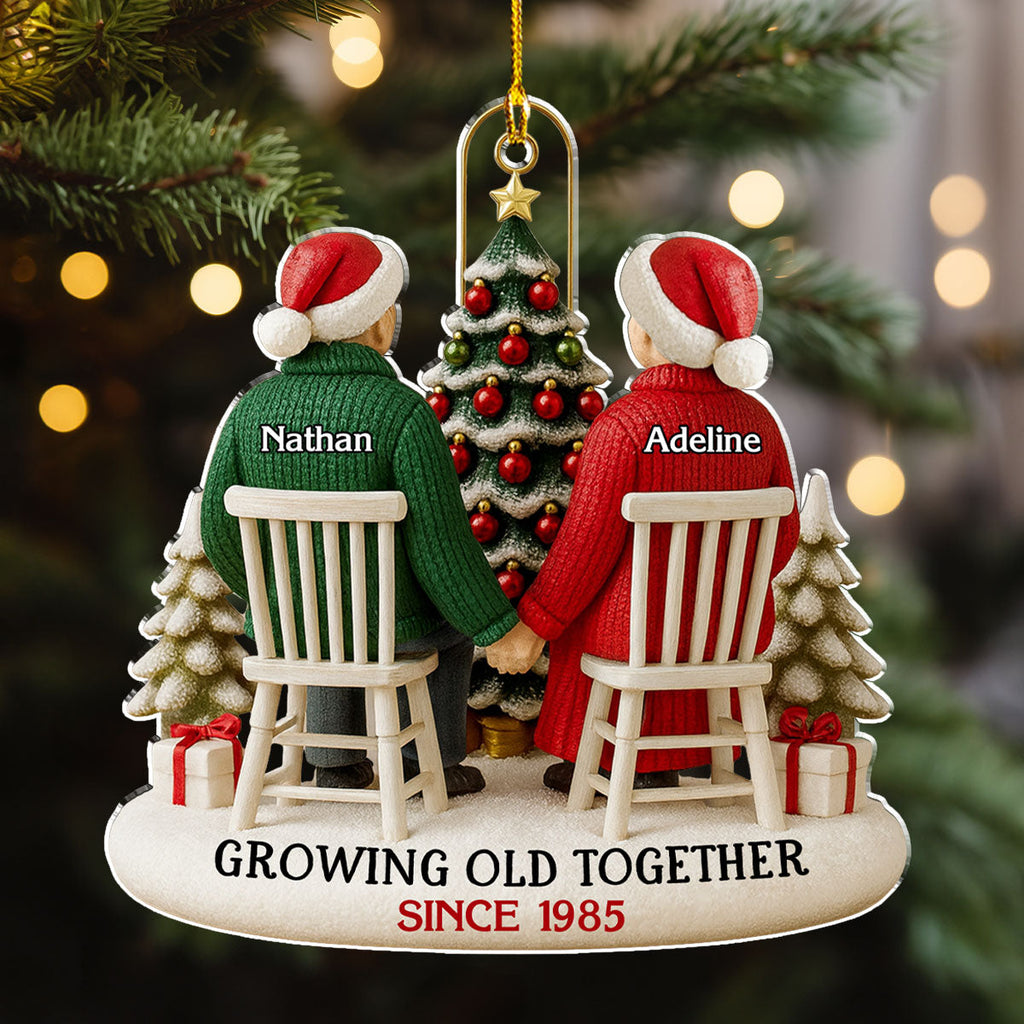 Custom Couple Christmas Ornament, Anniversary Gift •  Couple Growing Old Together - Personalized Acrylic Ornament
