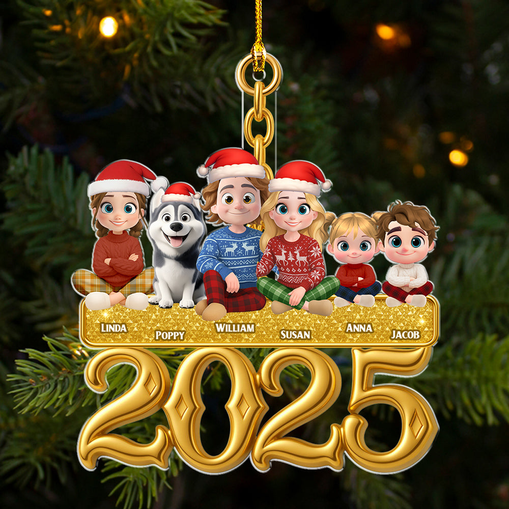 Custom Family Ornament, Christmas Gift for Family Members •  Golden Family - Personalized Acrylic Ornament