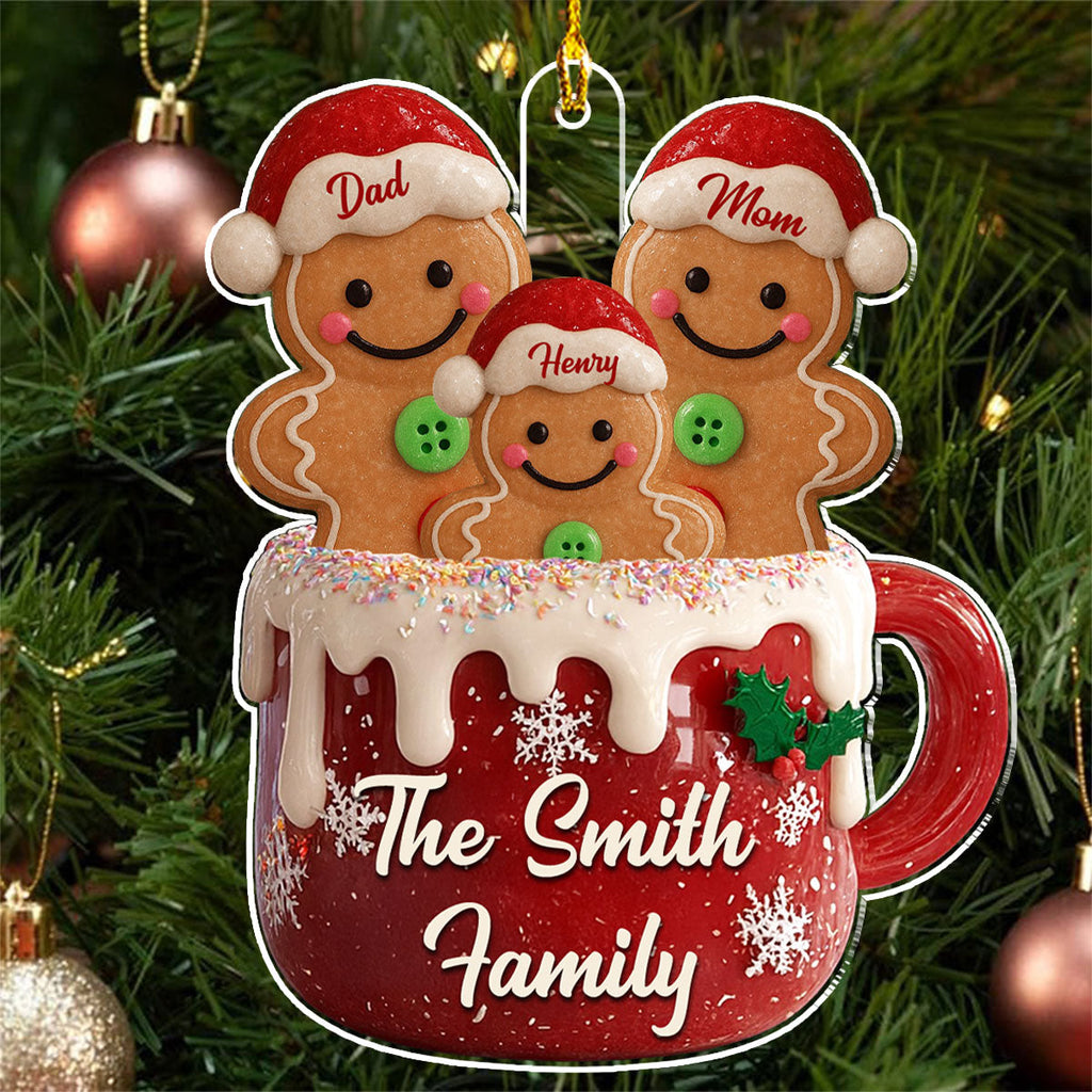 Custom Family Ornament, Christmas Gift for Family Members •  Gingerbread Family 2025 - Personalized Acrylic Ornament