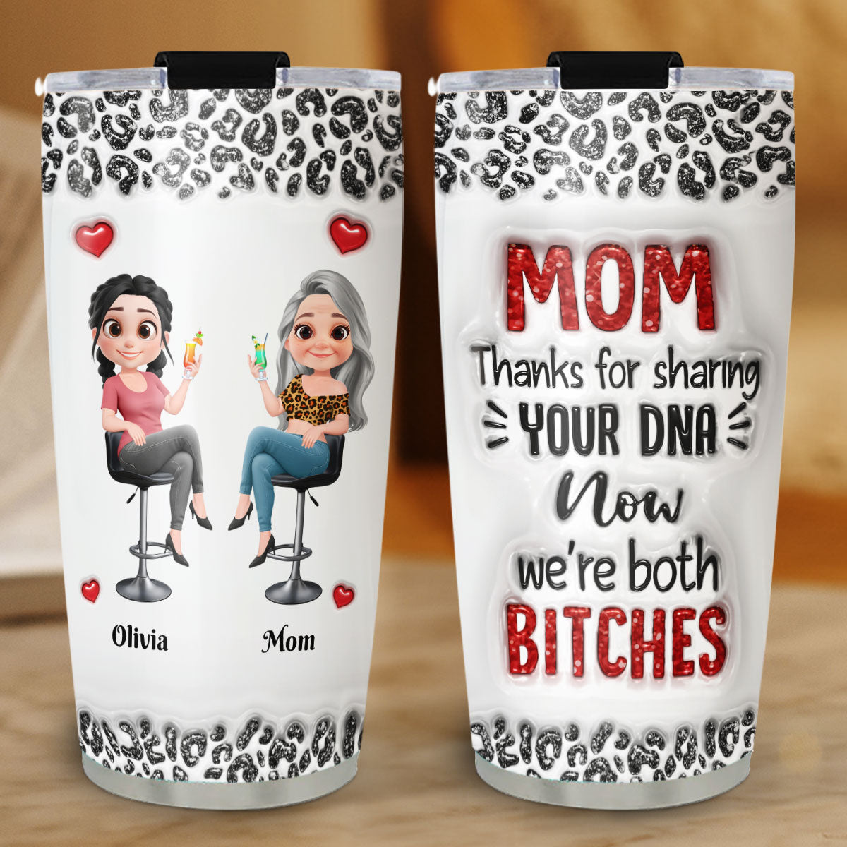 Custom Mother's Day Birthday Gifts For Mom • Thanks For Your Dna Mom - Personalized 3D Inflated Effect Tumbler