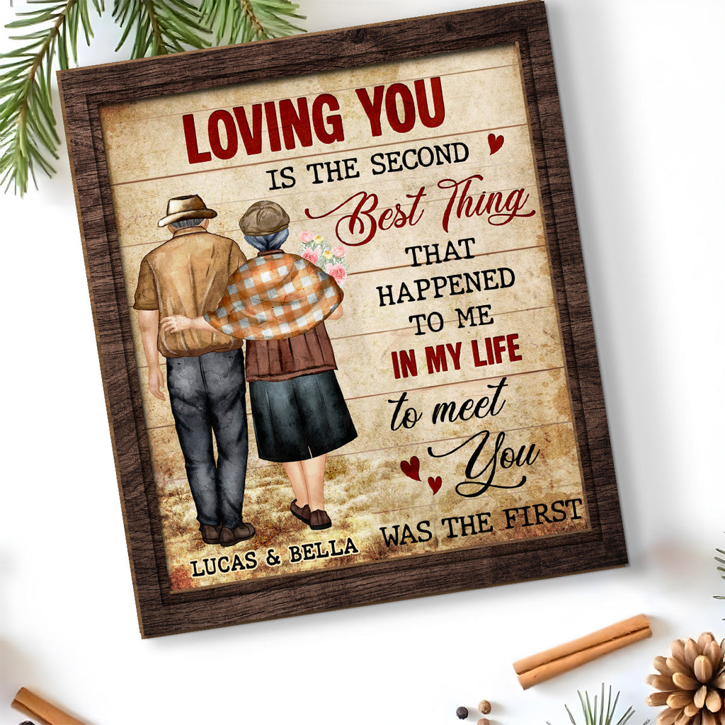 Custom Decor for Wife, Gift for Her • Loving You - Personalized 2-Layer Wood Plaque With Flat Base