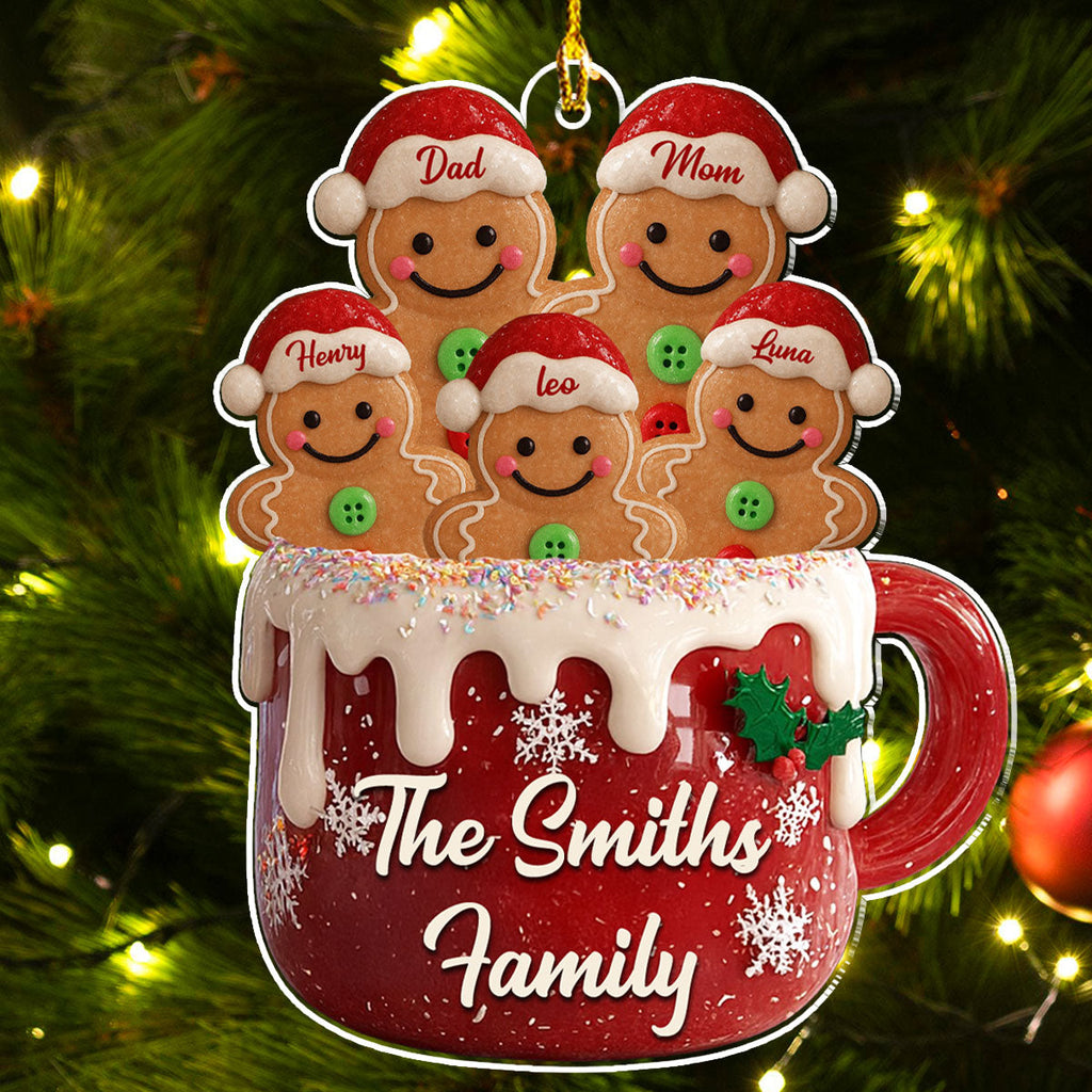 Custom Family Ornament, Christmas Gift for Family Members •  Gingerbread Family 2025 - Personalized Acrylic Ornament