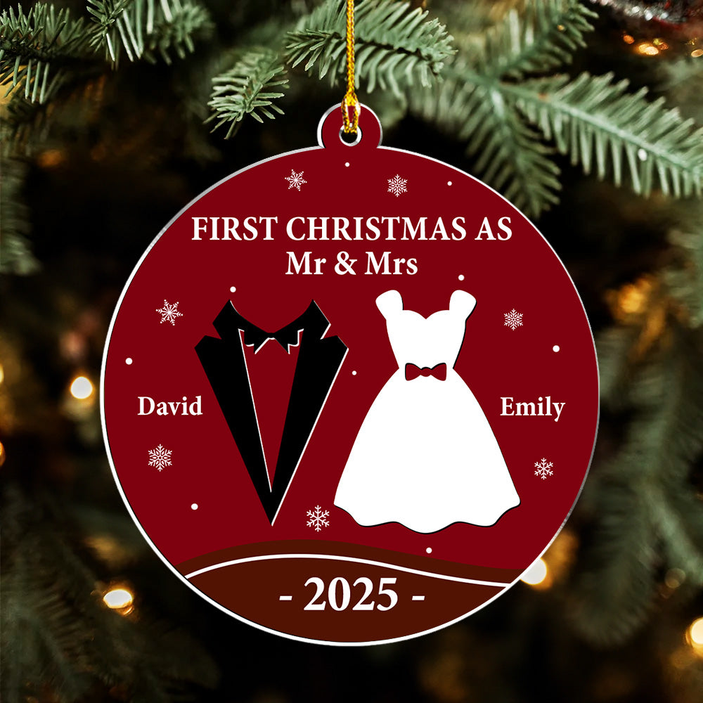 Custom First Christmas Ornament Married, Gift for Newlyweds •  Being Yours - Personalized Acrylic Ornament