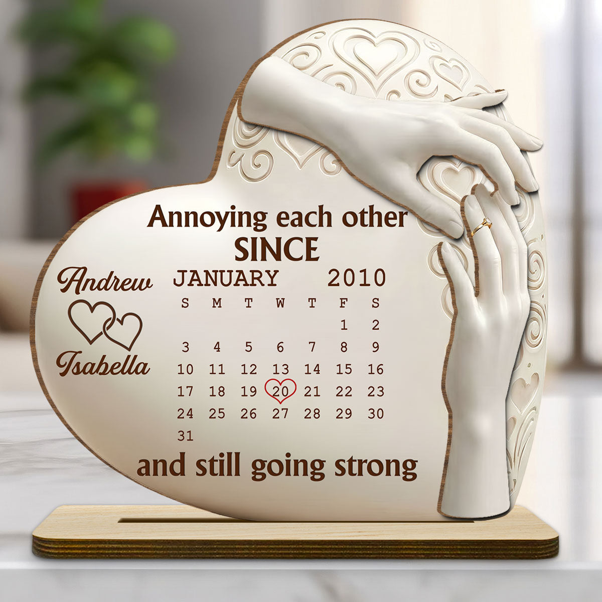 Custom Couple's Decor, Anniversary & Wedding Gift • A Love To Remember - Personalized 2-Layer Wood Plaque With Flat Base