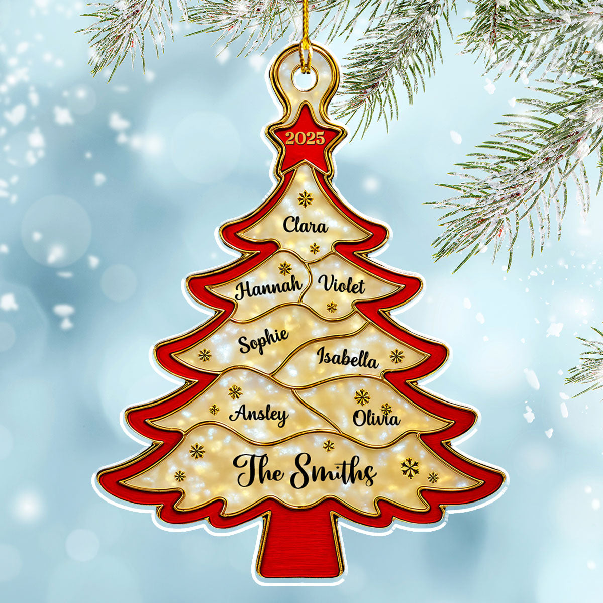 Custom Family Ornament, Christmas Gift for Family Members •  Christmas Tree - Personalized Acrylic Ornament
