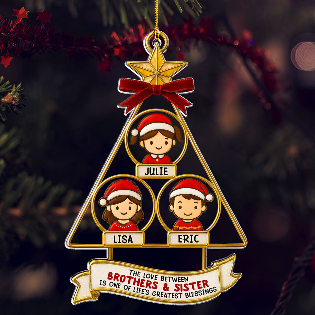 Custom Brothers & Sisters Christmas Ornament •  Siblings Memories Tree - Personalized Acrylic Ornament