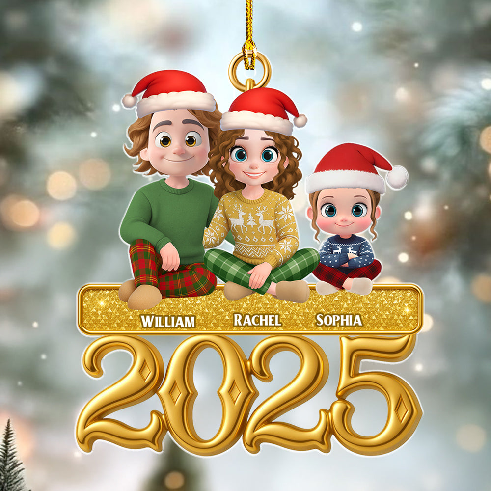 Custom Family Ornament, Christmas Gift for Family Members •  Golden Family - Personalized Acrylic Ornament