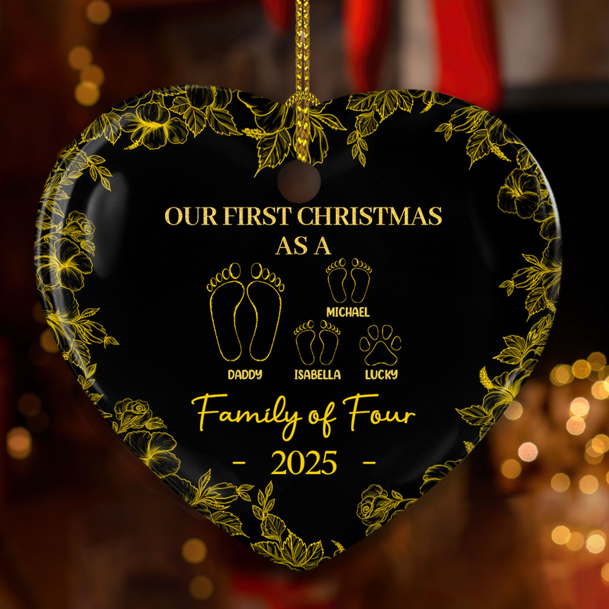 Custom Family First Christmas Ornament •  First Christmas Together - Personalized Ceramic Ornament