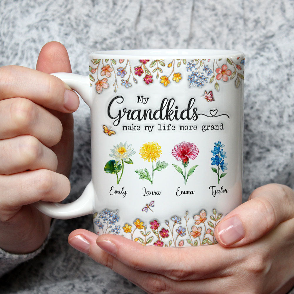 Custom Christmas & Birthday Gift For Grandma • Make Life More Grand With Lovely Kids - Personalized 3D Inflated Effect Mug