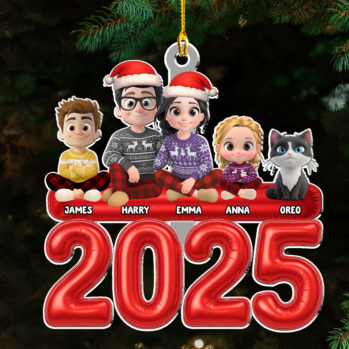 Custom Family Ornament, Christmas Gift for Family Members •  Us And Our Lovely Children - Personalized Acrylic Ornament